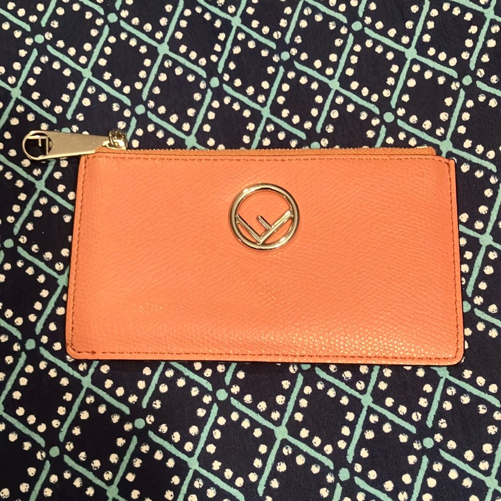 Pink/ coral Fendi card holder